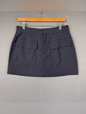 Modern Citizen Black Pinstripe Mini Skirt Skort with Flap Pockets, Medium